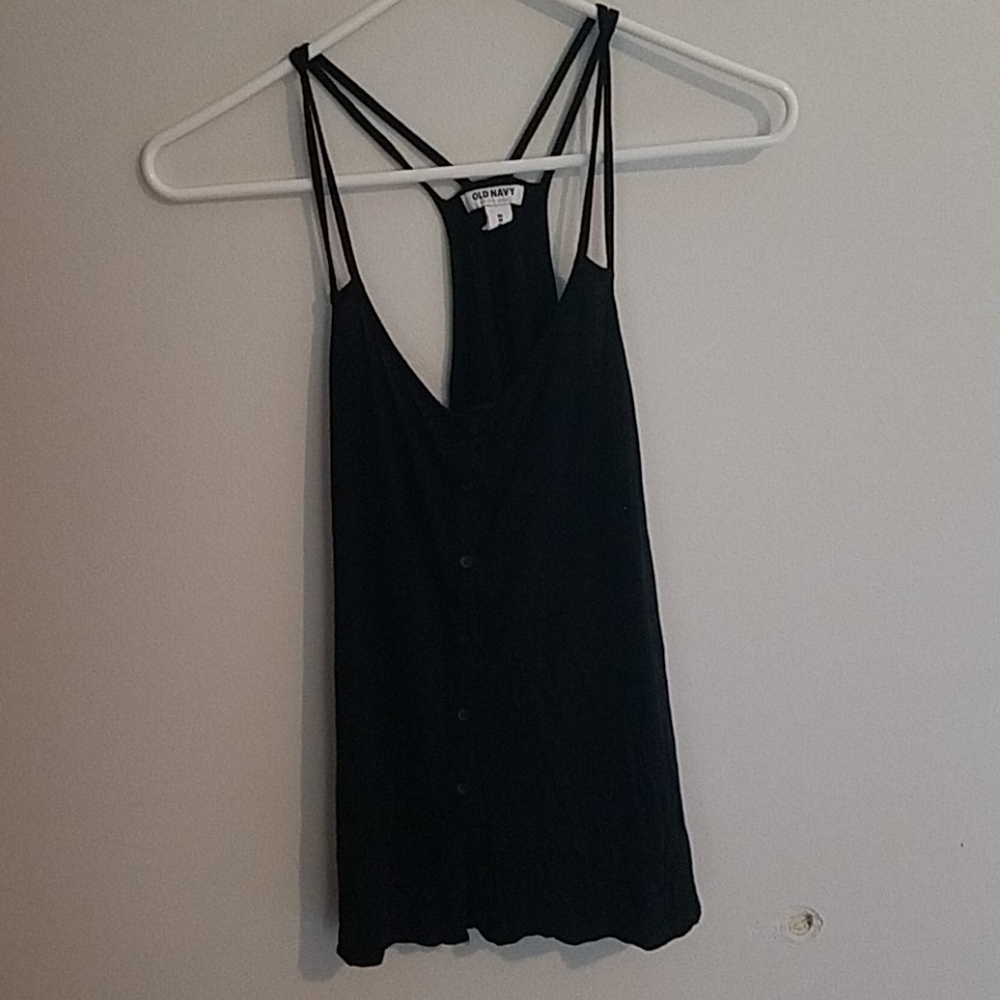 A old navy black button up tank top.